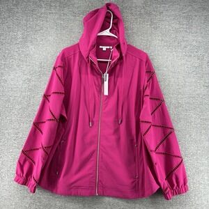 Chicos Zenergy Neema Detachable Hoodie Jacket Women Size 4 Pink Casual NEW $139